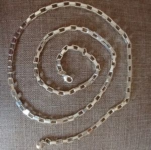 EUC New York & Company Bright Silvertone Rectangular Chain Link Belt